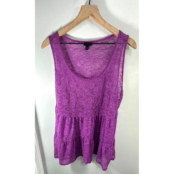 Torrid Purple Lace Peplum Tank Top Plus Size 1X - Picture 1 of 4